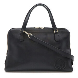 Gucci Double G Handbag Crossbody Bag Leather Black